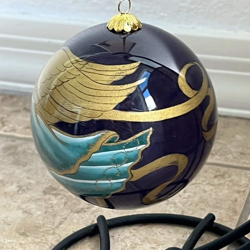 Pier 1 Li Bien Hand Painted Glass Ornament Holiday Christmas Angel Vintage 1999